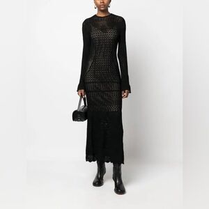 Twinset Milano pointelle-knit long-sleeve midi dress